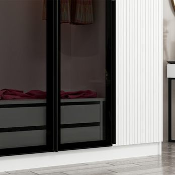 Šatníková skriňa KALE 16 biela/dymové sklo 5