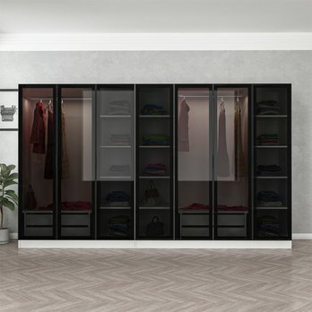 Šatníková skriňa KALE 27 biela/dymové sklo 1