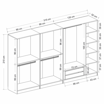 Šatníková skriňa KALE 31 antracitová/dymové sklo 4
