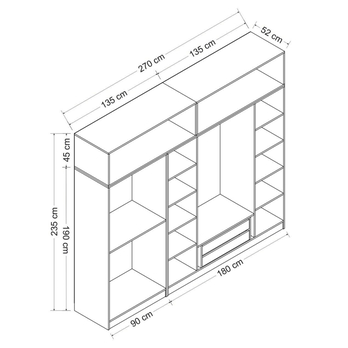 Šatníková skriňa KALE 38 biela 4