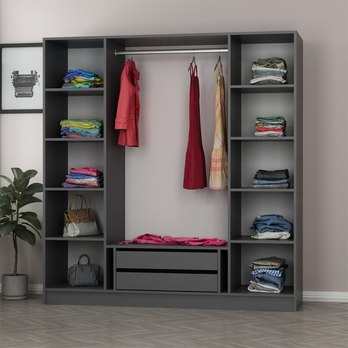 Šatníková skriňa KALE 3 antracitové/dymové sklo 2