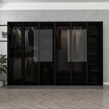 Šatníková skriňa KALE 5 antracitová/dymové sklo 1