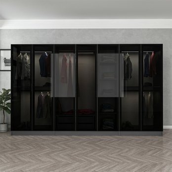 Šatníková skriňa KALE 7 antracitová/dymové sklo 1