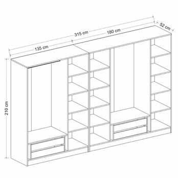 Šatníková skriňa KALE 8 antracitová/dymové sklo 4