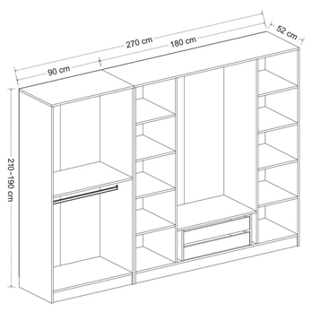 Šatníková skriňa KALE OPEN 4 biela 3