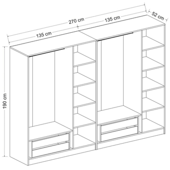 Šatníková skriňa KALE OPEN 5 biela 3