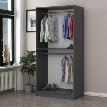 Šatníková skriňa KALE antracitová/dymové sklo 2