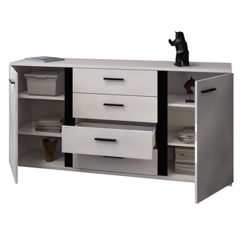 Komoda KANADA biela/čierna 2