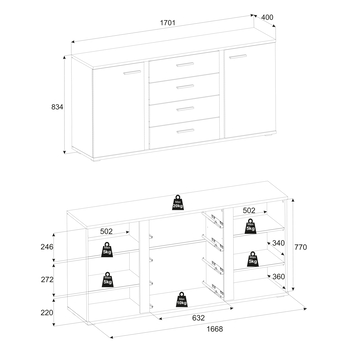 Komoda KANADA biela/čierna 8