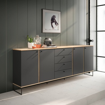 Komoda KANDOO 3 antracitová/dub evoke 1