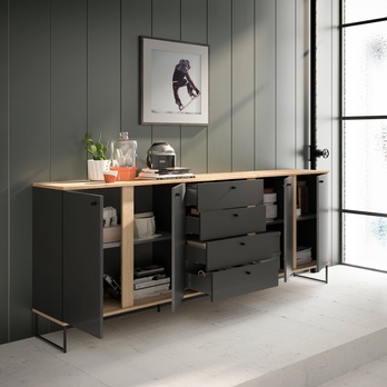 Komoda KANDOO 3 antracitová/dub evoke 7