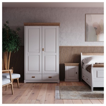 Šatníková skriňa KANIA 2D biela/borovica 1