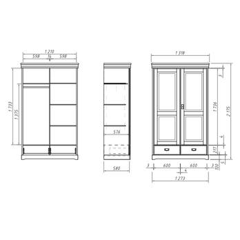 Šatníková skriňa KANIA 2D biela/borovica 2