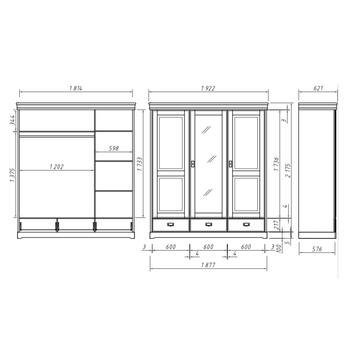 Šatníková skriňa so zrkadlom KANIA 3D biela 5
