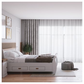 Posteľ KANIA biela/borovica, 160x200 cm 2