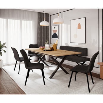 Jedálenský stôl KARELA dub artisan/černá 1