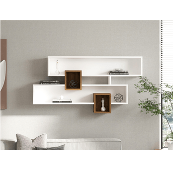 Nástenná polica KAREN orech/biela 1