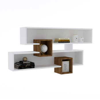 Nástenná polica KAREN orech/biela 3