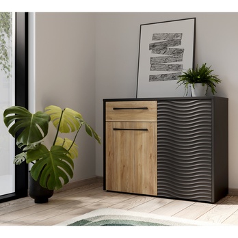 Komoda KARLSHAMN 1 dub mauvella/čierna 1