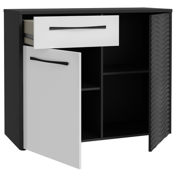 Komoda KARLSHAMN 1 čierna/biela vysoký lesk 2