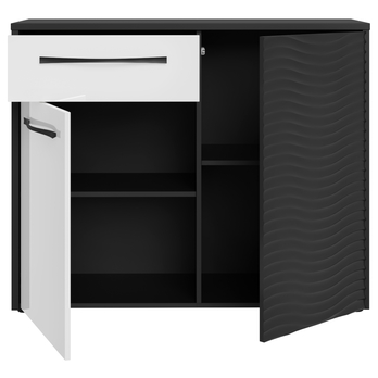 Komoda KARLSHAMN 1 čierna/biela vysoký lesk 4