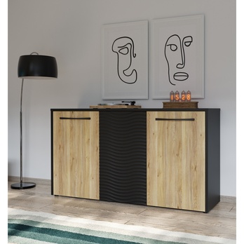 Komoda KARLSHAMN 2 dub mauvella/čierna 1