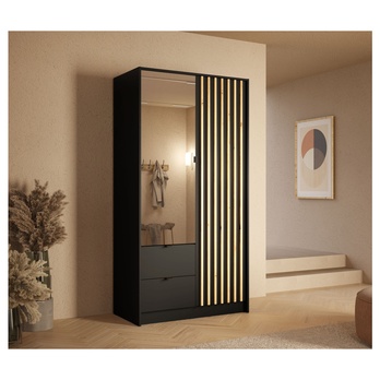 Šatníková skriňa KATANIA 1 čierna/dub artisan 1