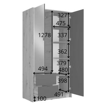 Šatníková skriňa KATANIA 1 čierna/dub artisan 4