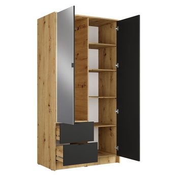Šatníková skriňa KATANIA 1 dub artisan/čierna 2