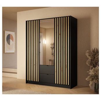 Šatníková skriňa KATANIA 2 čierna/dub artisan 1