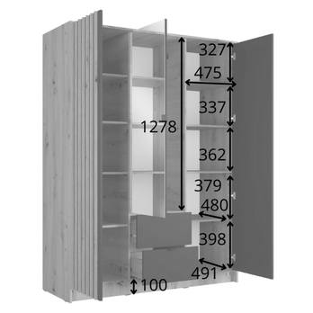 Šatníková skriňa KATANIA 2 čierna/dub artisan 4