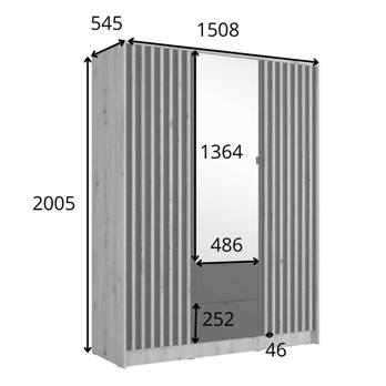 Šatníková skriňa KATANIA 2 čierna/dub artisan 5