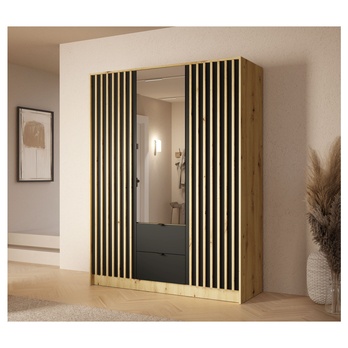 Šatníková skriňa KATANIA 2 dub artisan/čierna 1