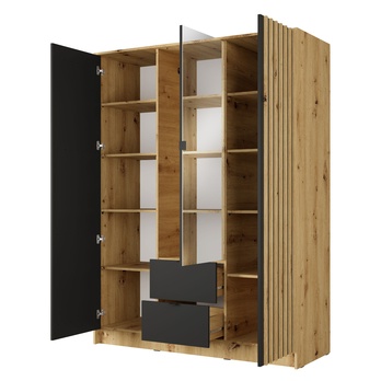 Šatníková skriňa KATANIA 2 dub artisan/čierna 2