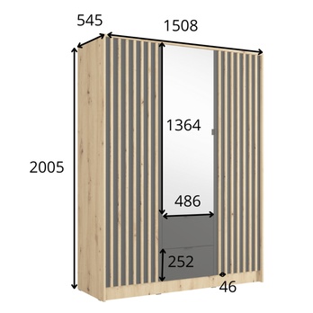 Šatníková skriňa KATANIA 2 dub artisan/čierna 5