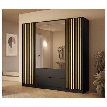 Šatní skriňa KATANIA 3 čierna/dub artisan 1