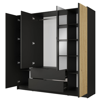 Šatní skriňa KATANIA 3 čierna/dub artisan 2