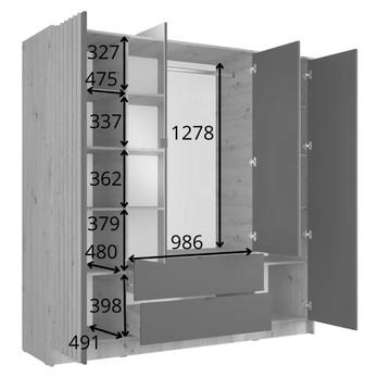 Šatní skriňa KATANIA 3 čierna/dub artisan 4