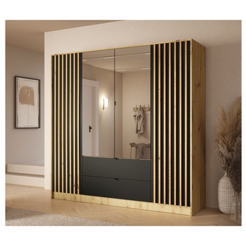 Šatní skriňa KATANIA 3 dub artisan/čierna 1