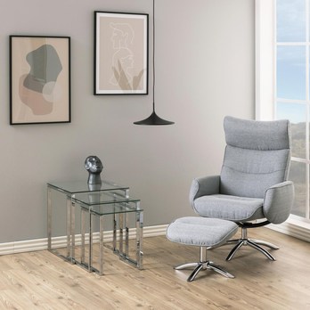 Prístavný stolík KATRINE I priesvitná/chróm, sada 3 ks 1