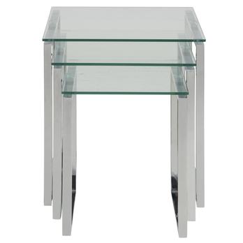 Prístavný stolík KATRINE I priesvitná/chróm, sada 3 ks 2