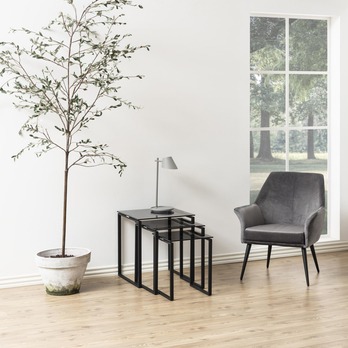 Prístavný stolík KATRINE I sivá/čierna, sada 3 ks 1