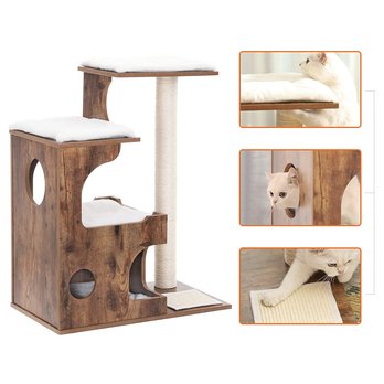 Škrabadlo pre mačky KATTY III hnedá/biela 2