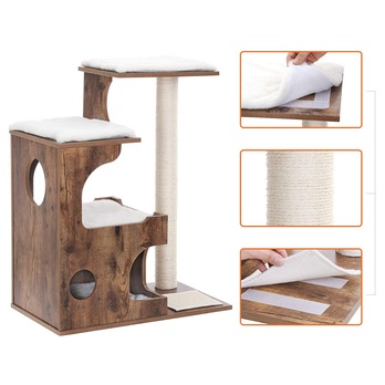 Škrabadlo pre mačky KATTY III hnedá/biela 3