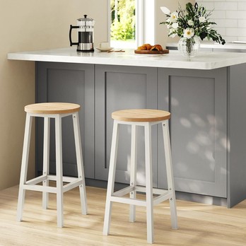 Barová stolička KEMA biela/prírodná 1