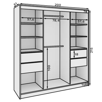 Šatníková skriňa KEREN čierna/strieborná 2