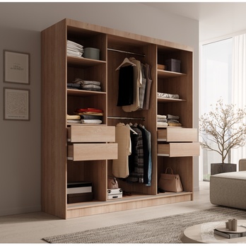 Šatníková skriňa KEREN dub sonoma/strieborná 1