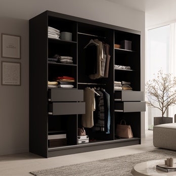 Šatníková skriňa KEREN čierna 1