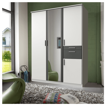 Šatníková skriňa KESTER II biela/grafitová 1