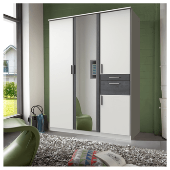 Šatníková skriňa KESTER II biela/steel optic 1